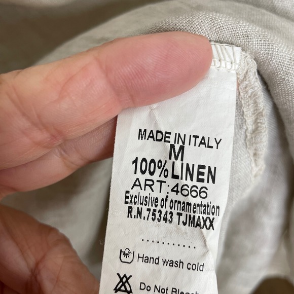 Rosemarine Linen Shift Dress Women M Beige Floral Made in Italy Lagenlook - Picture 5 of 9